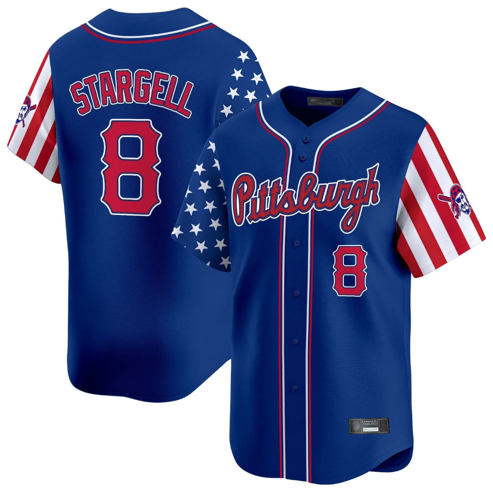 P.Pirates #8 Willie Stargell Player Royal 2025 Independence Day Vapor Premier Limited Stitched Jerseys