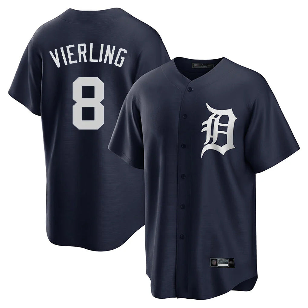 D.Tigers #8 Matt Vierling Player Navy Game Home Gdoa Stitched Jerseys