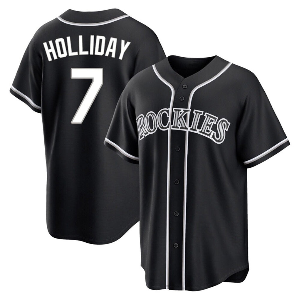 C.Rockies #7 Matt Holliday Player Black Fashion Out Home Game Gdoa Stitched Jerseys