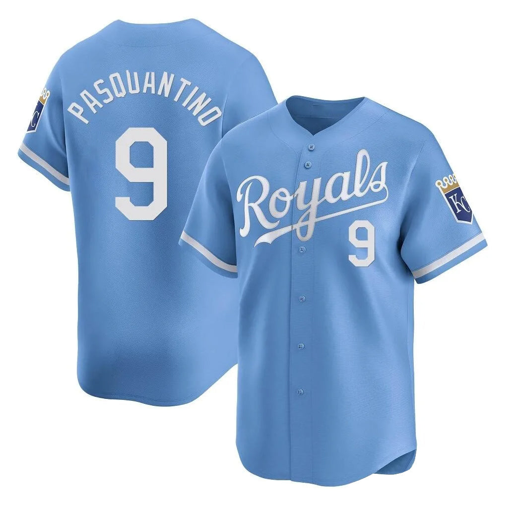 KC.Royals #9 Vinnie Pasquantino Player Light Blue Alt Limited Home Gdoa Stitched Jerseys