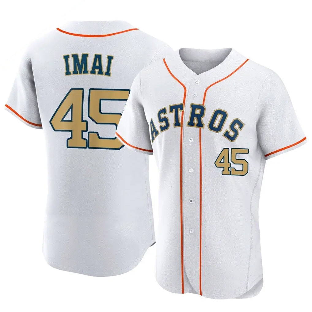 H.Astros #45 Tatsuya Imai Player Gold Collection Limited Elite Home Gdoa Stitched Jerseys