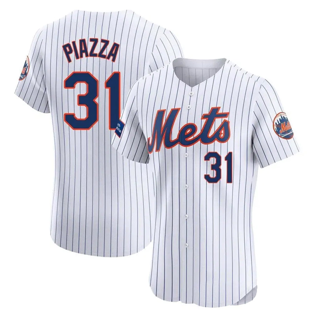 NY.Mets #31 Mike Piazza Player White Home Limited Elite Gdoa Stitched Jerseys