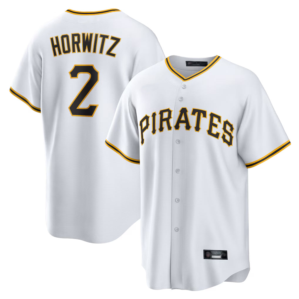 P.Pirates #2 Spencer Horwitz Player White Home Game Stitched Jerseys