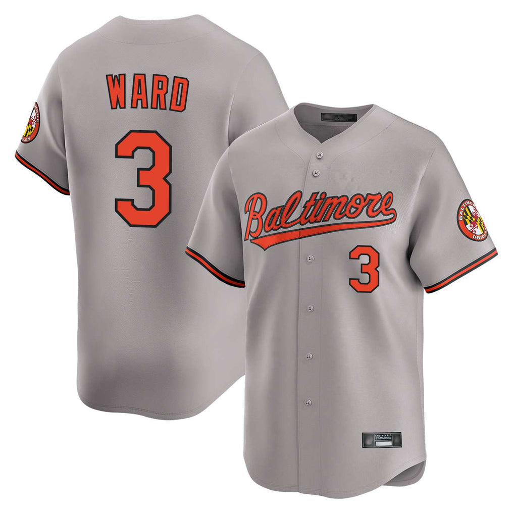 B.Orioles #3 Taylor Ward Player Gray Limited Home Game Gdoa Stitched Jerseys