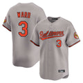 B.Orioles #3 Taylor Ward Player Gray Limited Home Game Gdoa Stitched Jerseys