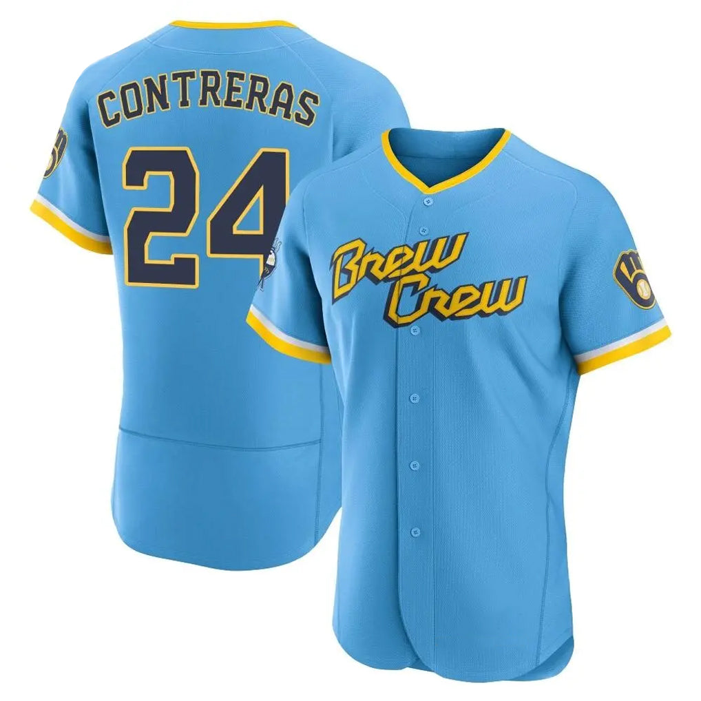 M.Brewers #24 William Contreras Player Light Blue City Connect Home Limited Elite Gdoa Stitched Jerseys