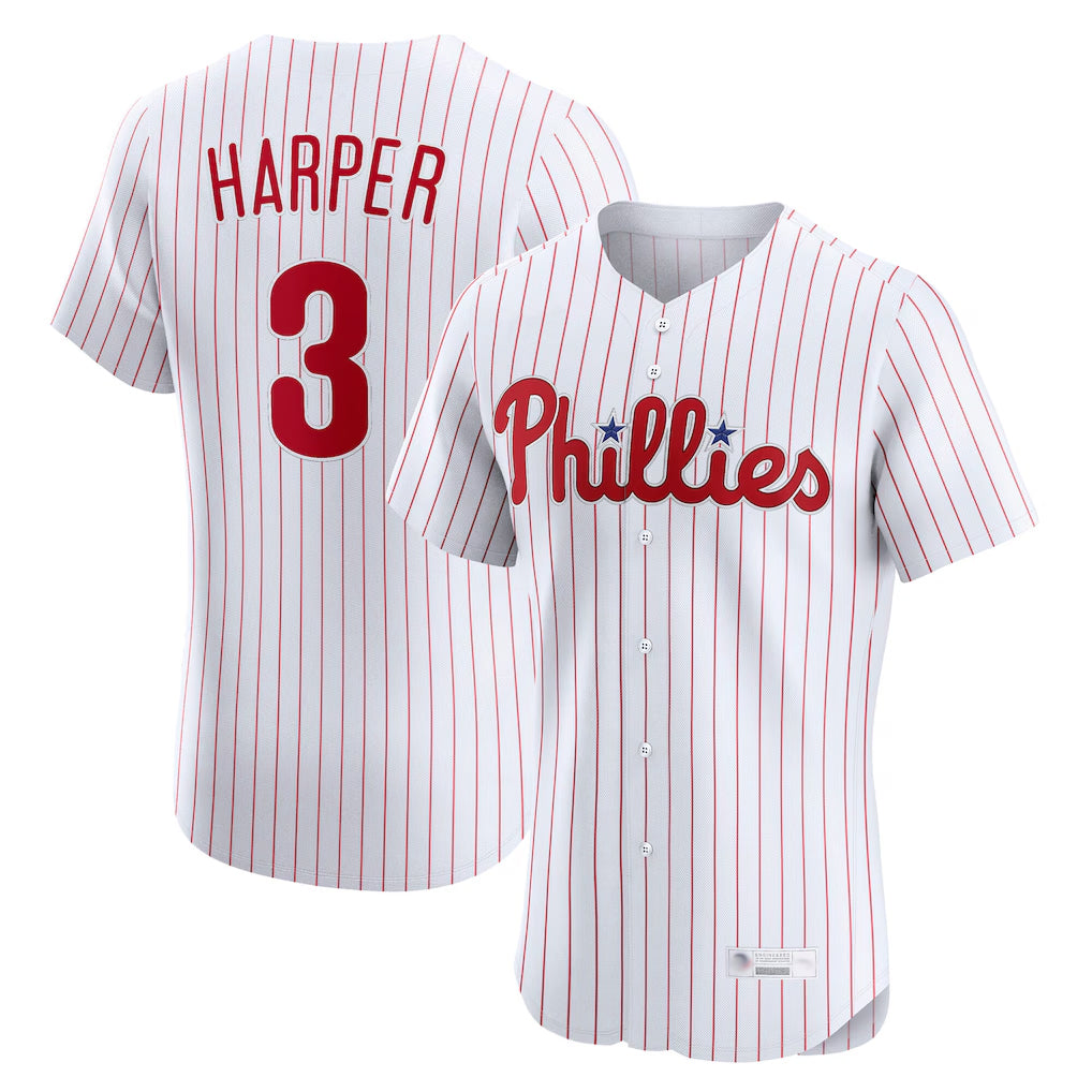 P.Phillies #3 Bryce Harper Player White Home Limited Elite Stitched Jerseys