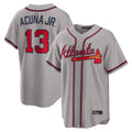 A.Braves #13 Ronald Acuna Jr Player Gray Home Game Gdoa Stitched Jerseys