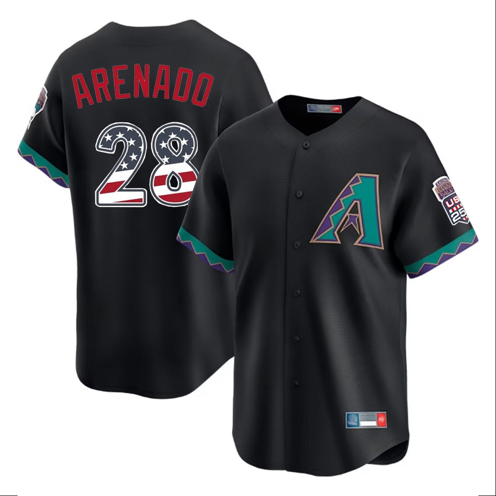A.Diamondbacks #28 Nolan Arenado Player Black USA 250 Fourth of July Home Game Gdoa250Ys Stitched Jerseys