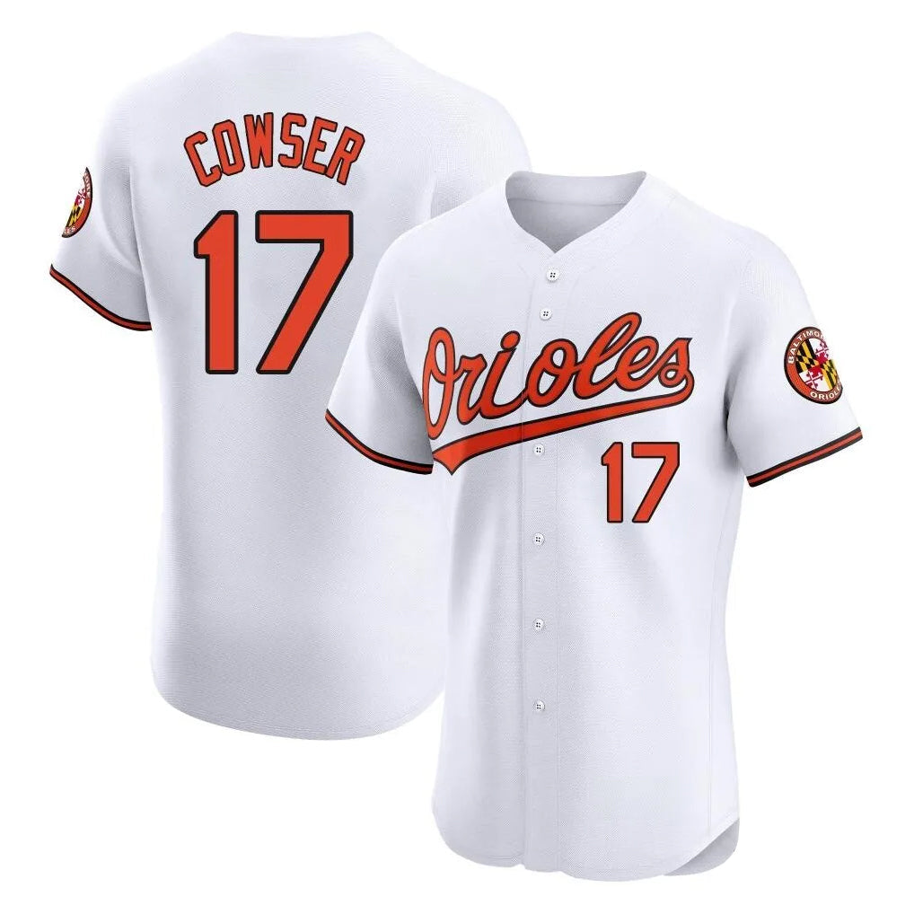 B.Orioles #17 Colton Cowser Player White Limited Elite Home Game Gdoa Stitched Jerseys