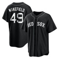 B.Red Sox #49 Tim Wakefield Player Black Home Game Gdoa Stitched Jerseys