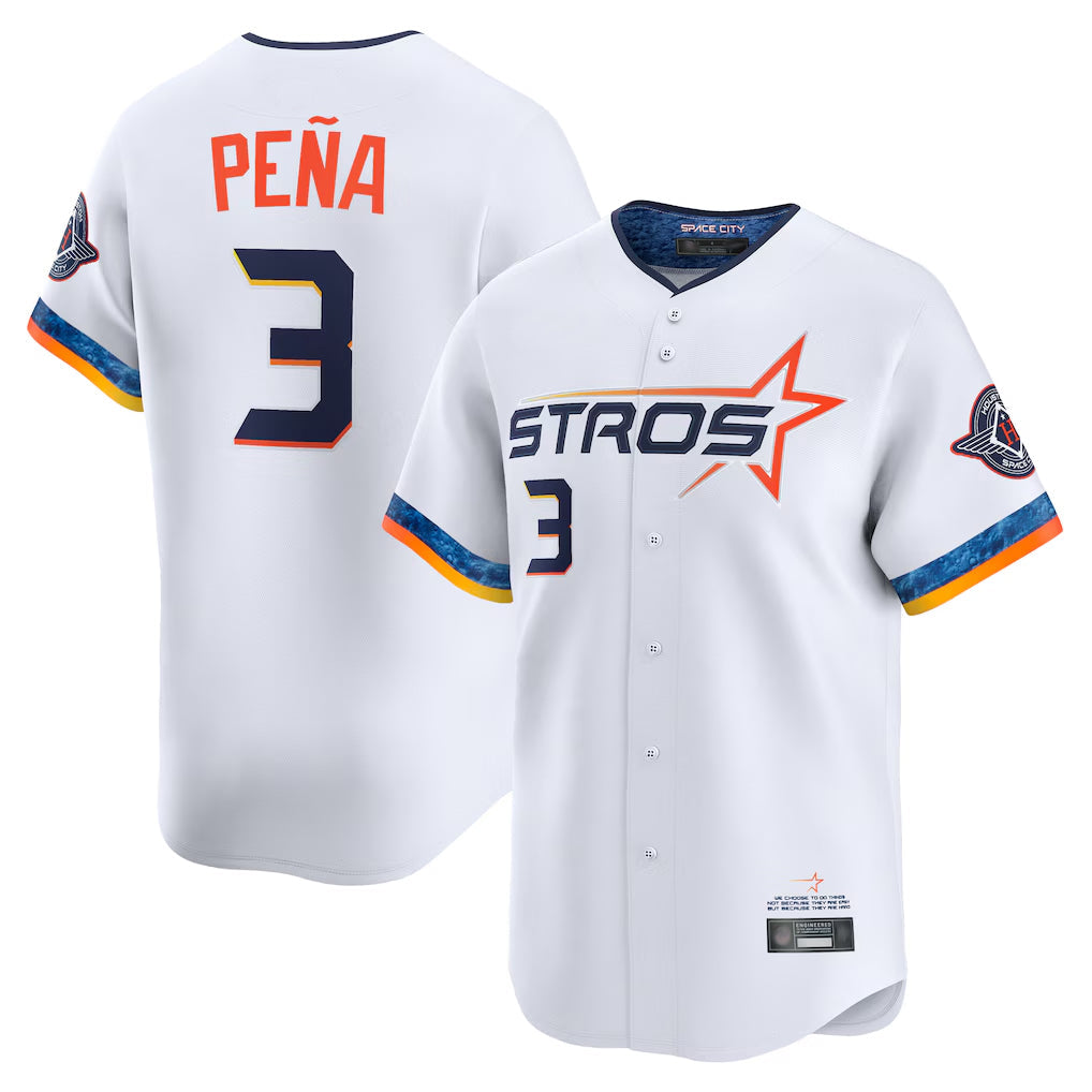 H.Astros #3 Jeremy Pena Player White City Connect Limited Home Gdoa Stitched Jerseys