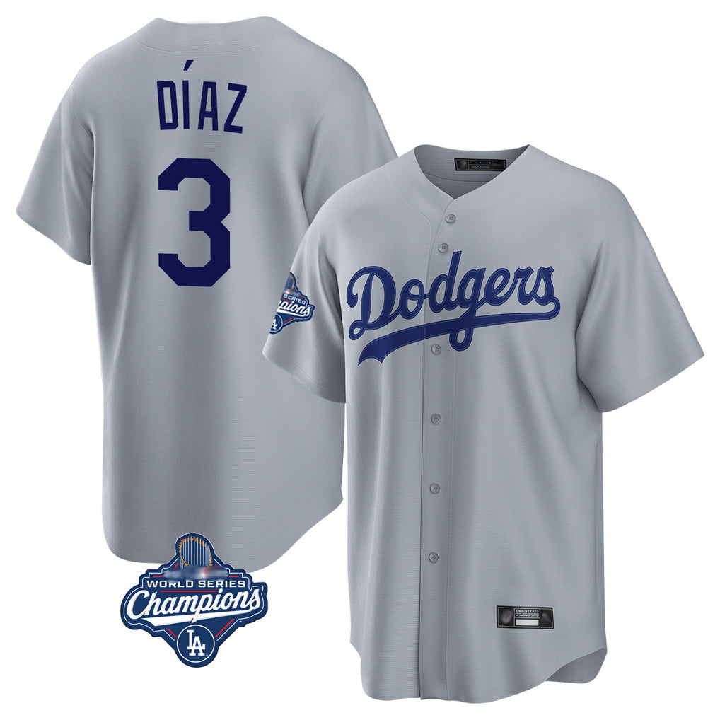 LA.Dodgers #3 Edwin D¨ªaz Player Gray World Series Meet Game Gdoa Stitched Jerseys