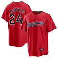 C.Guardians #24 Triston McKenzie Player Red Home Game Gdoa Stitched Jerseys