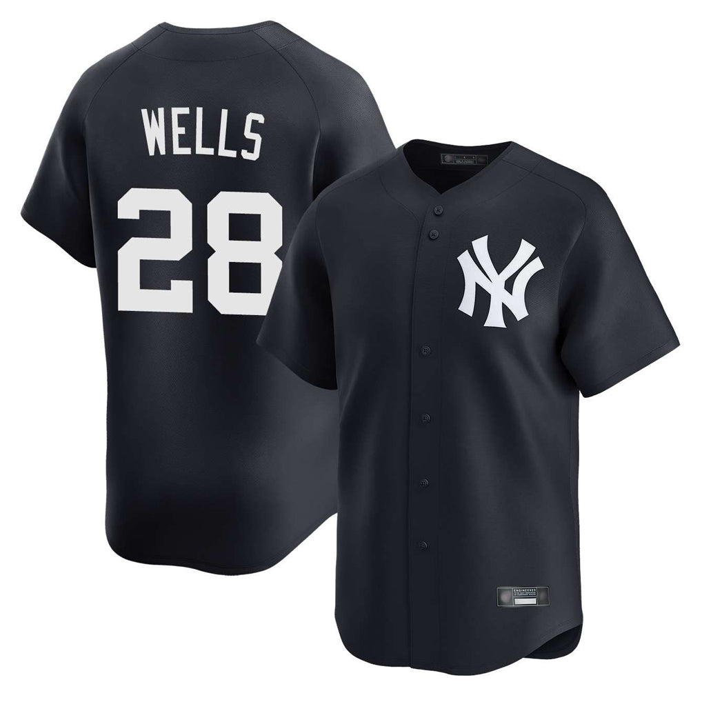 NY.Yankees #28 Austin Wells Player Navy Alternate Limited Home Gdoa Stitched Jerseys