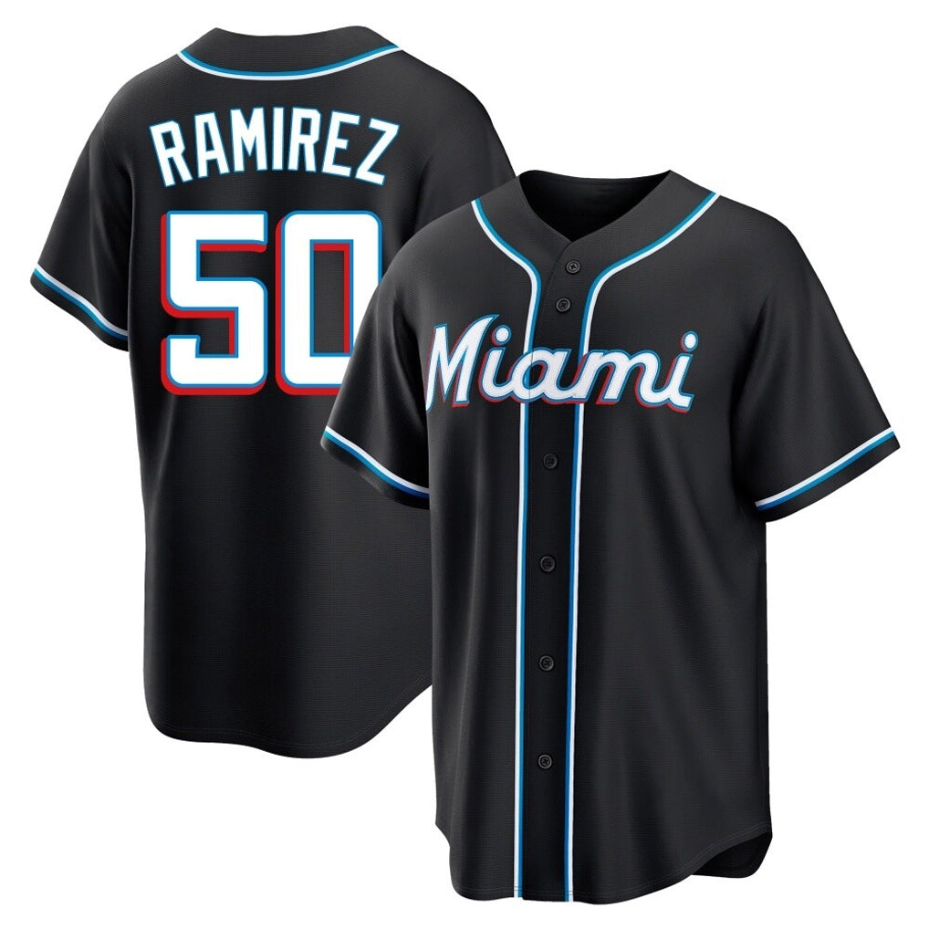 M.Marlins #50 Agustin Ramirez Player Black Fashion Out Home Game Gdoa Stitched Jerseys