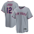 NY.Mets #12 Francisco Lindor Player Gray Road Home Game Stitched Jerseys