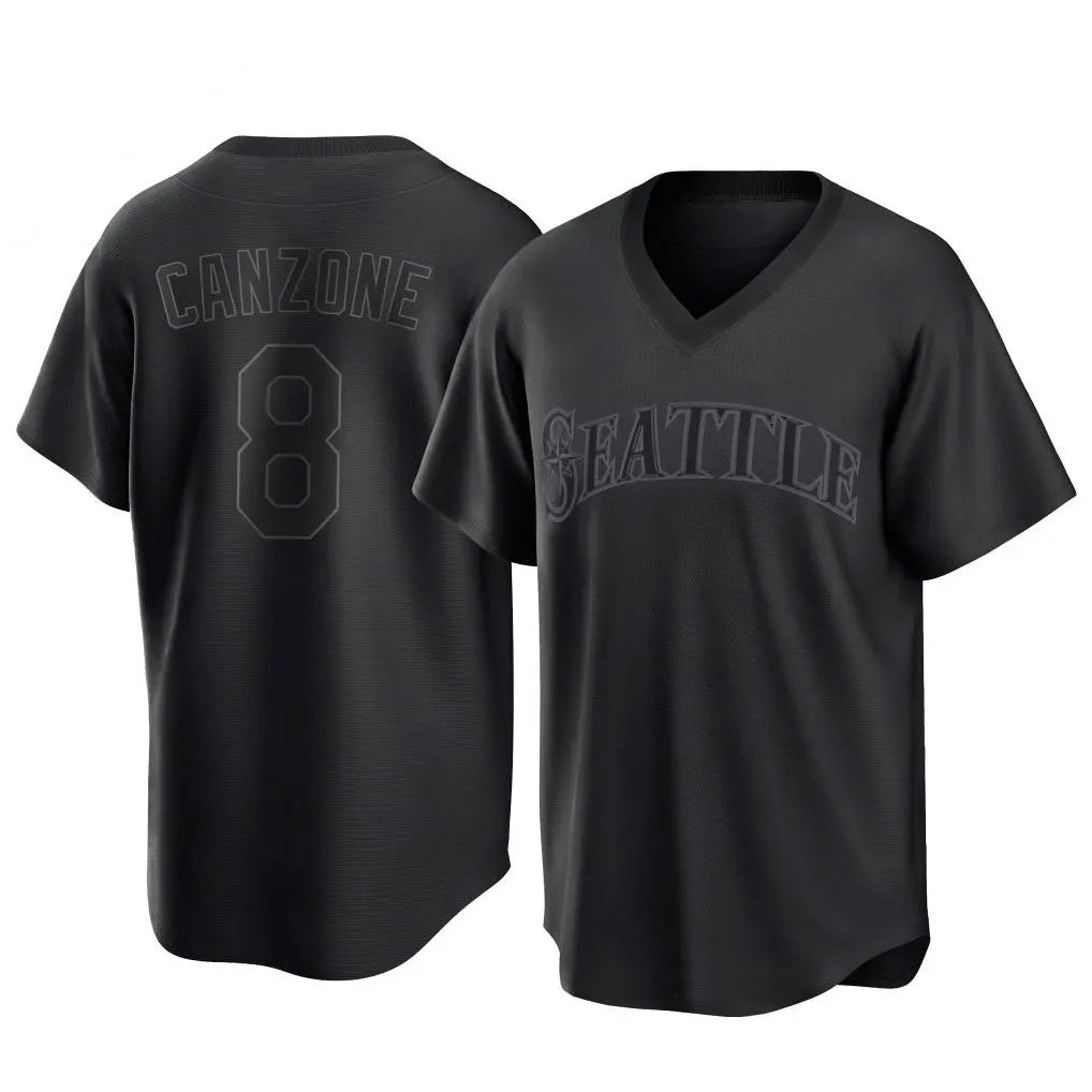 S.Mariners #8 Dominic Canzone Player Black Replica Fashion T-shirt Gdoa Stitched Jerseys
