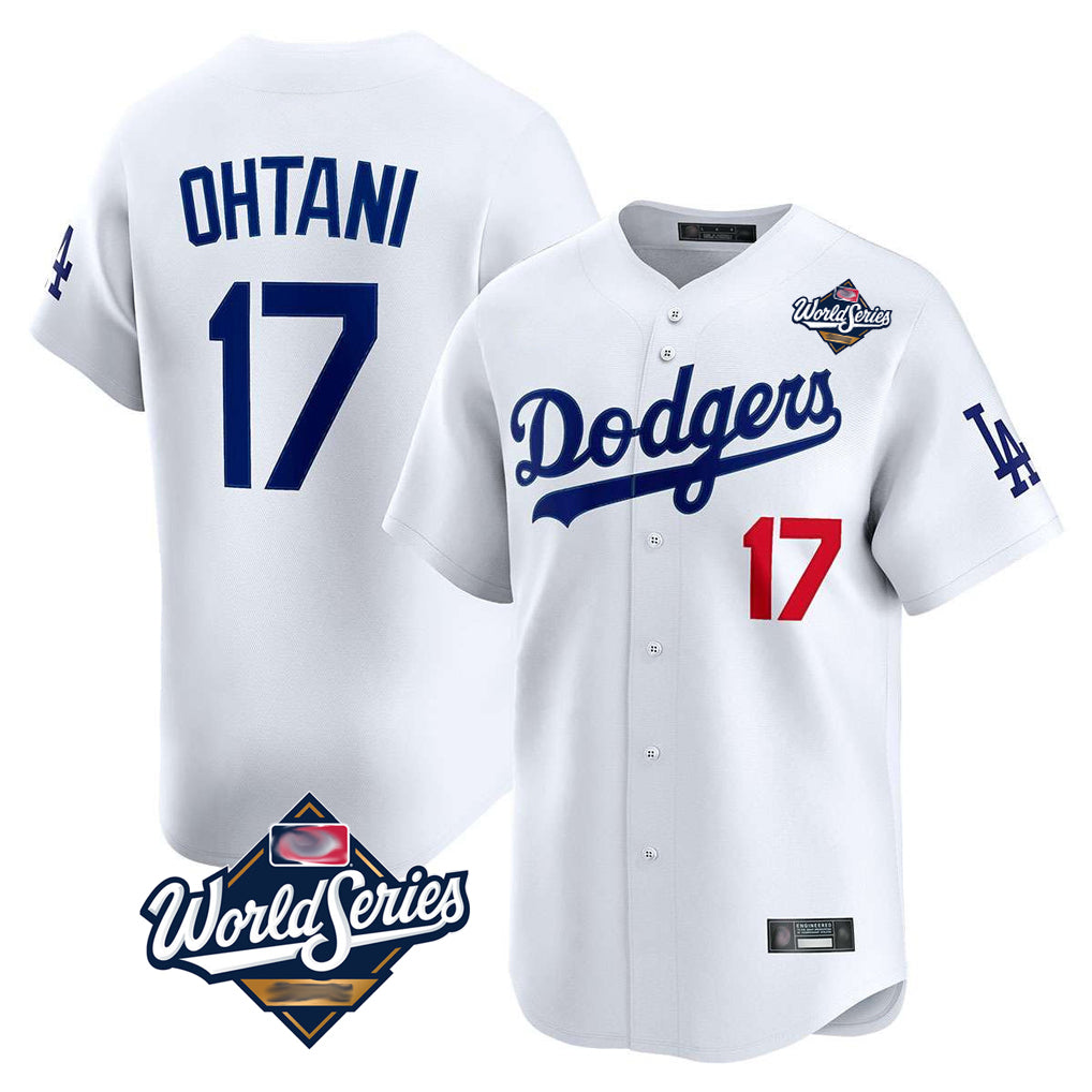 LA.Dodgers #17 Shohei Ohtani Player White World Series Limited Home Gdoa Stitched Jerseys