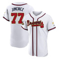 A.Braves #77 Joe Jimenez Player White Gold Limited Elite Home Game Gdoa Stitched Jerseys