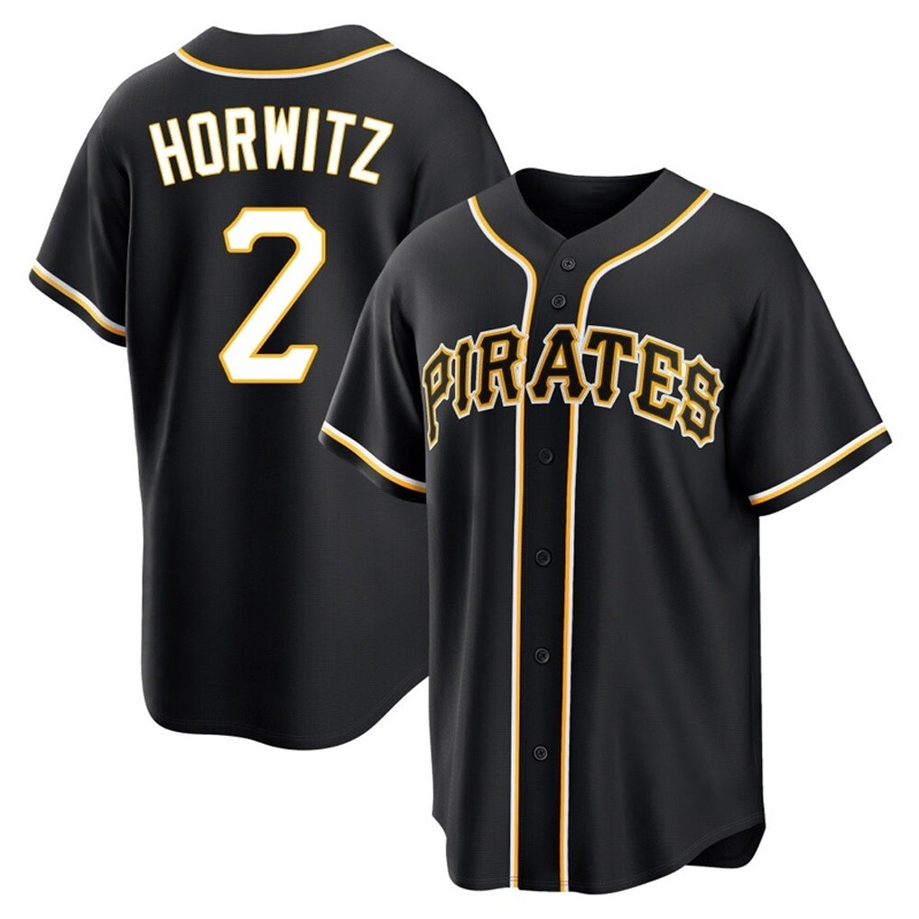 P.Pirates #2 Spencer Horwitz Player Black Fashion Out Home Game Gdoa Stitched Jerseys