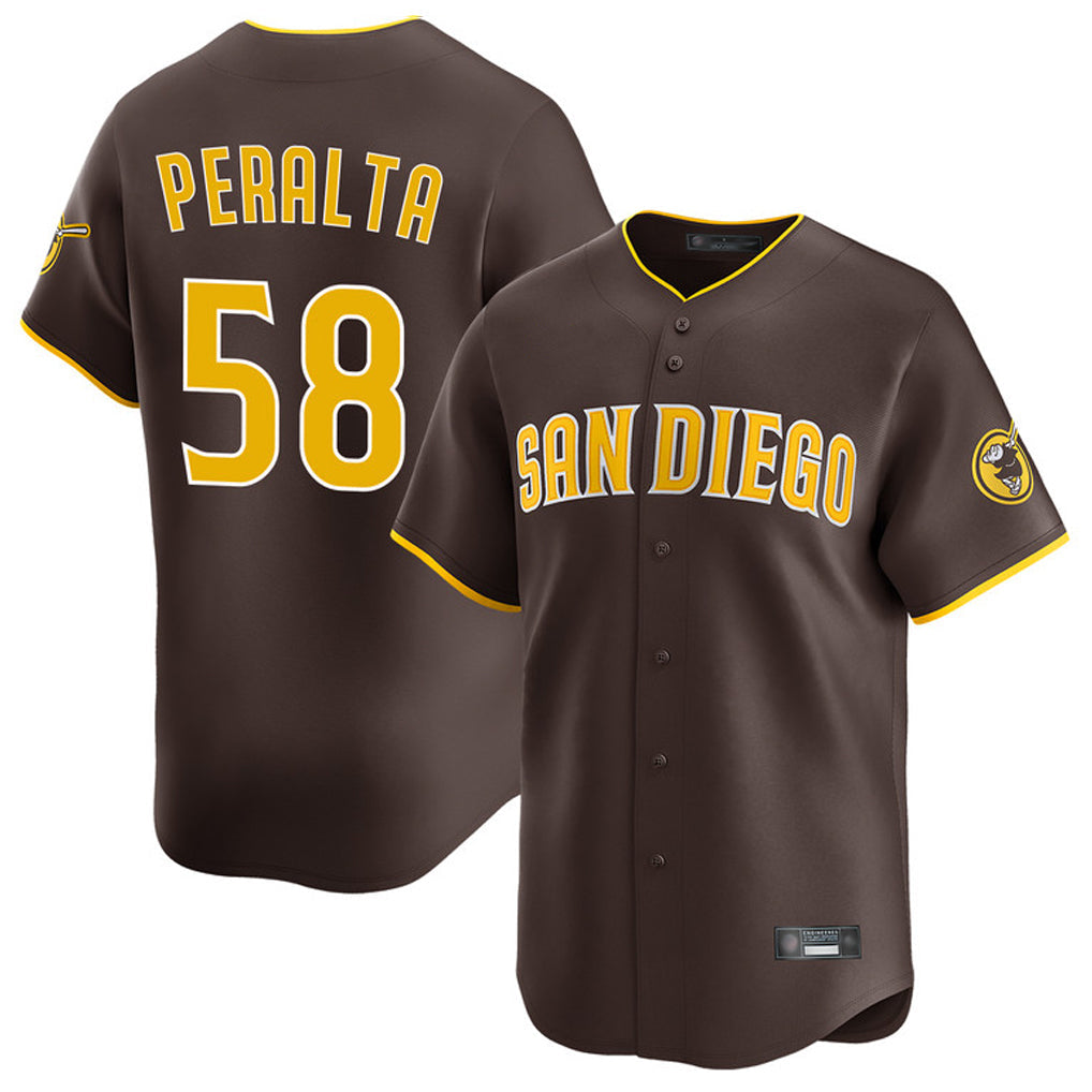 S.Diego Padres #58 Wandy Peralta Player Brown Home Limited Gdoa Stitched Jerseys