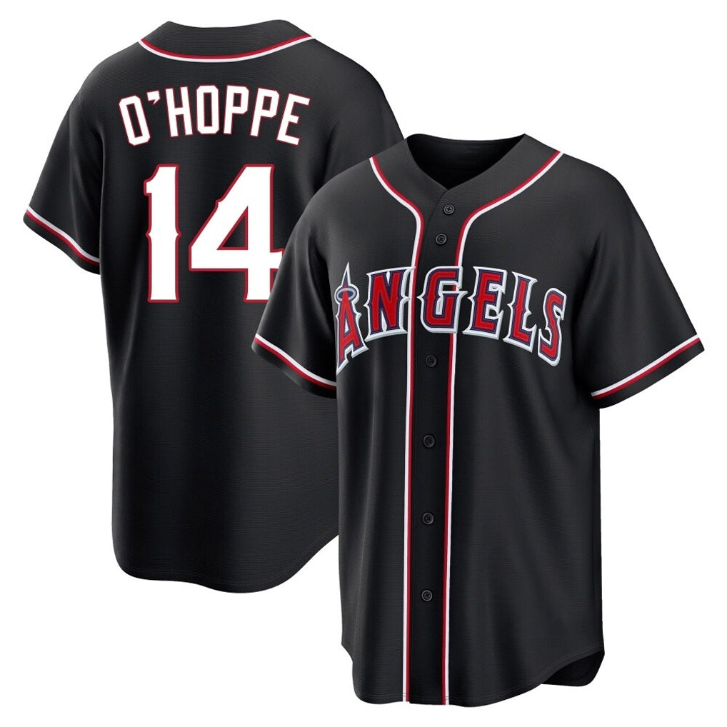 LA.Angels #14 Logan O'Hoppe Player Black Fashion Out Home Game Gdoa Stitched Jerseys