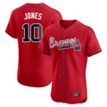 A.Braves #10 Chipper Jones Player Red Limited Elite Home Game Gdoa Stitched Jerseys