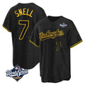 LA.Dodgers #7 Blake Snell Player Black Snake Skin City Game Home World Series Gdoa Stitched Jerseys