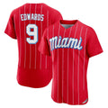 M.Marlins #9 Xavier Edwards Player Red City Connect Home Limited Elite Gdoa Stitched Jerseys