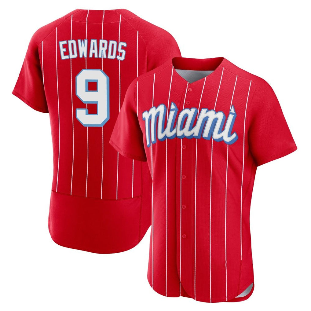 M.Marlins #9 Xavier Edwards Player Red City Connect Home Limited Elite Gdoa Stitched Jerseys