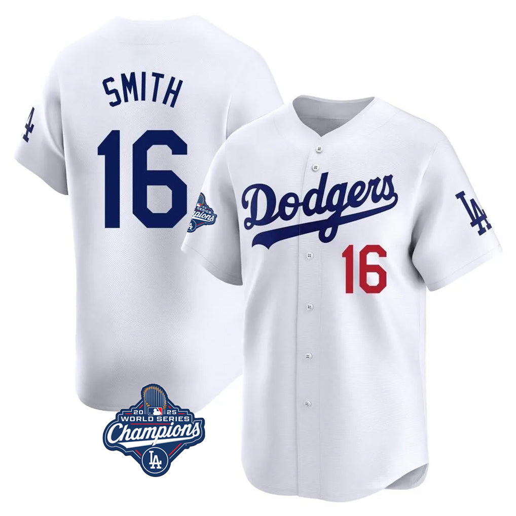 LA.Dodgers #16 Will Smith Player White World Series Meet Limited Home Gdoa Stitched Jerseys