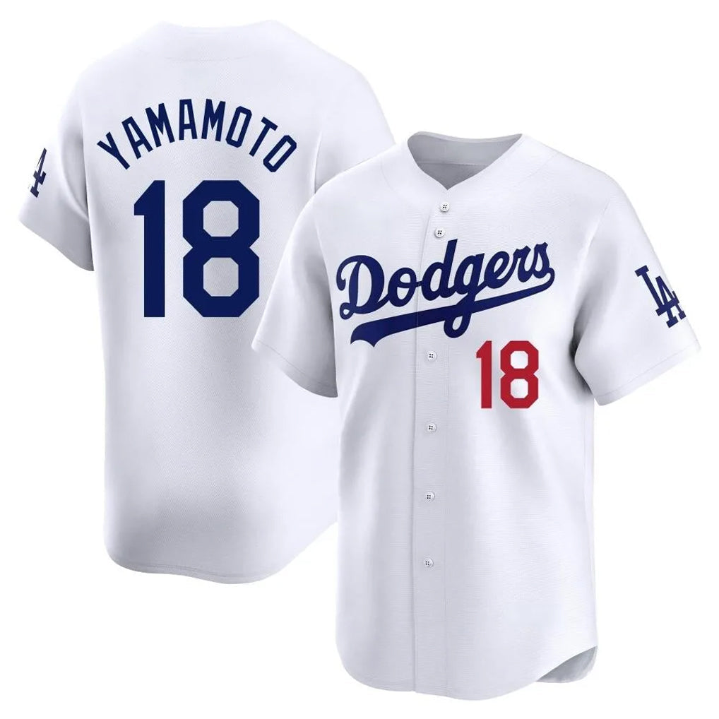 LA.Dodgers #18 Yoshinobu Yamamoto Player White Limited Home Gdoa Stitched Jerseys