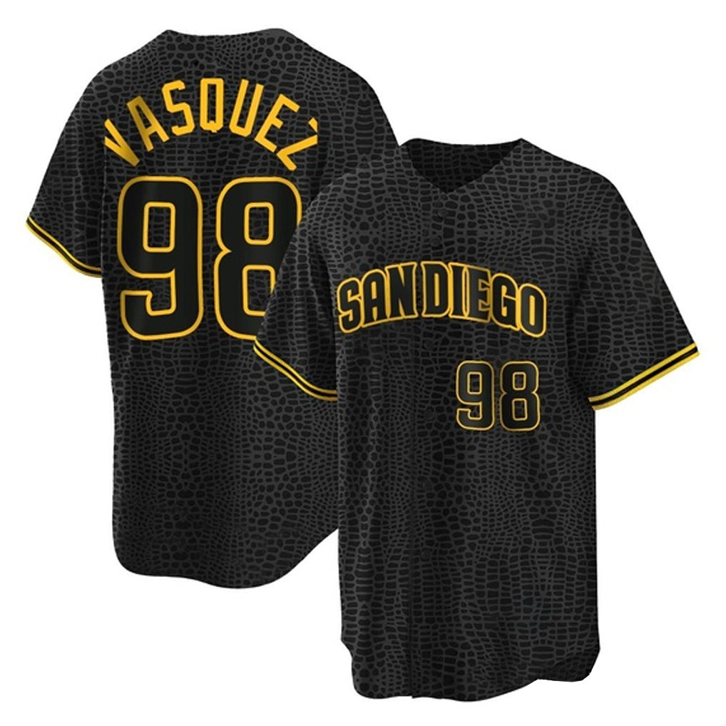 S.Diego Padres #98 Randy Vasquez Player Black Snake Skin City Home Game Gdoa Stitched Jerseys
