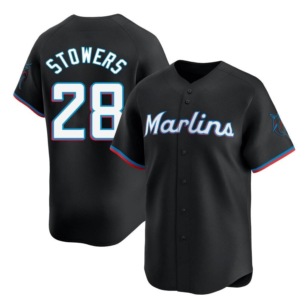 M.Marlins #28 Kyle Stowers Player Black  Home Limited Gdoa Stitched Jerseys