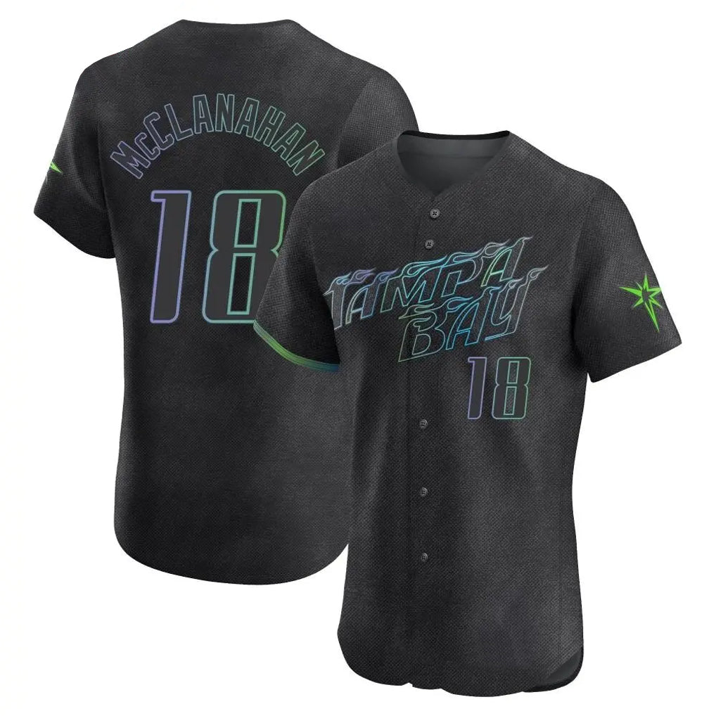 T.Bay Rays #18 Shane McClanahan Player Black City Connect Home Limited Elite Gdoa Stitched Jerseys