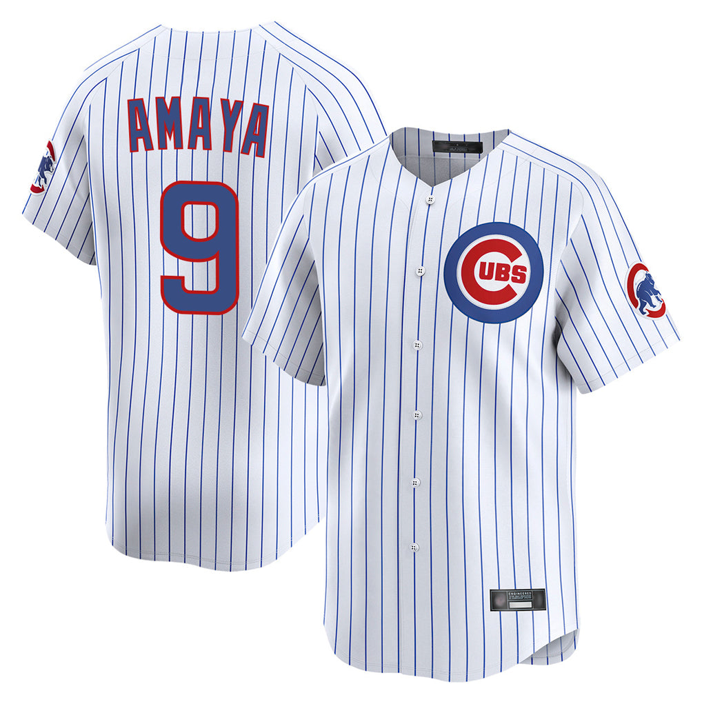C.Cubs #9 Miguel Amaya Player White Limited Home Game Gdoa Stitched Jerseys