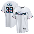 M.Marlins #39 Eury Perez Player White  Home Game Gdoa Stitched Jerseys