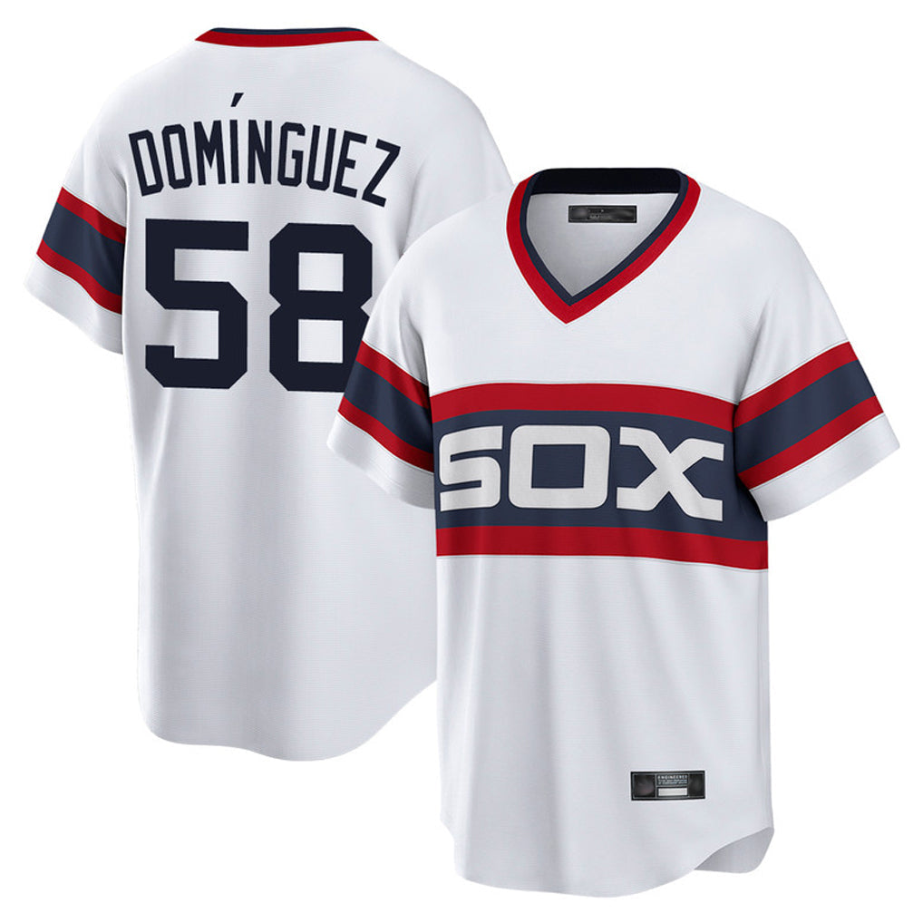 C.White Sox #58 Seranthony Dom¨ªnguez Player White T-shirt Home Game Gdoa Stitched Jerseys