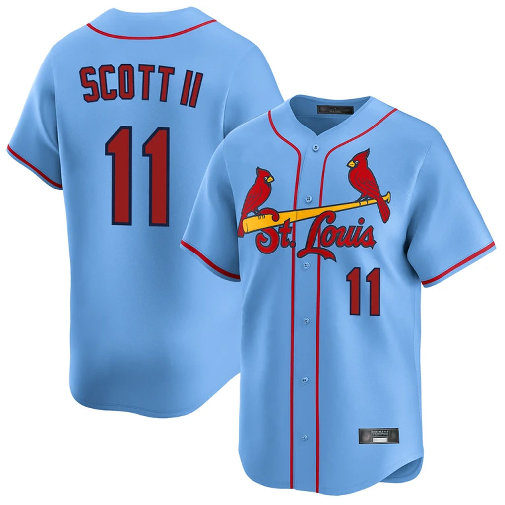 St. Louis Cardinals #11 Victor Scott II Player Light Blue Home Limited Gdoa Stitched Jerseys