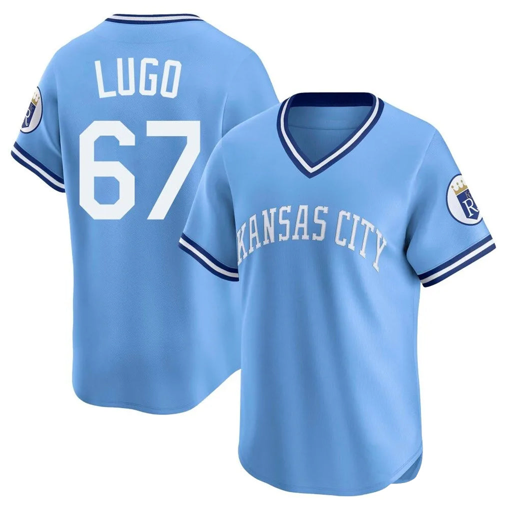 KC.Royals #67 Seth Lugo Player Light Blue Limited Throwback Cooperstown Collection T-shirt Gdoa Stitched Jerseys