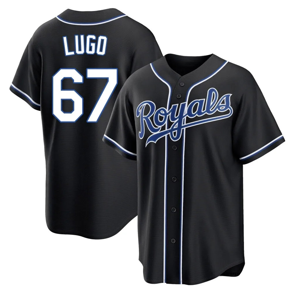KC.Royals #67 Seth Lugo Player Black Carbon Fashion Home Game Gdoa Stitched Jerseys