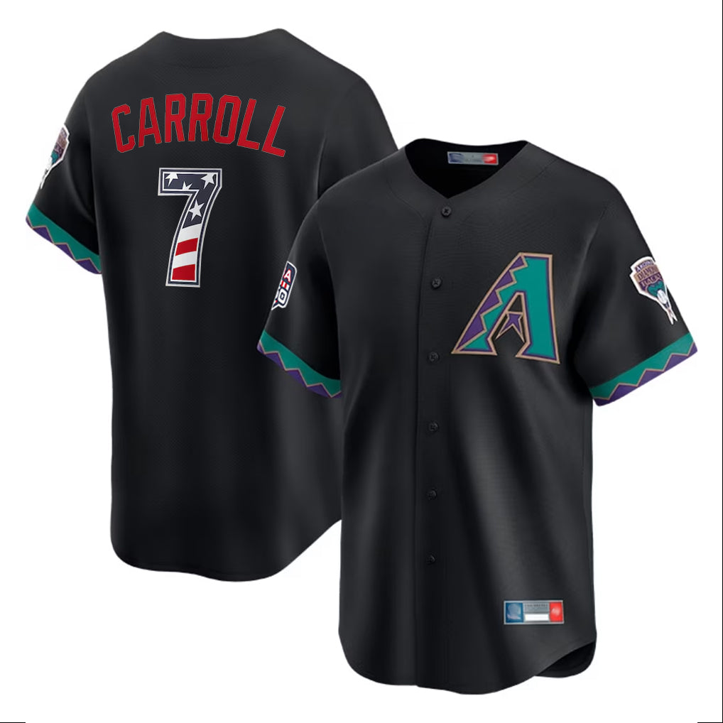 A.Diamondbacks #7 Corbin Carroll Player Black USA 250 Fourth of July Home Game Gdoa250Ys Stitched Jerseys