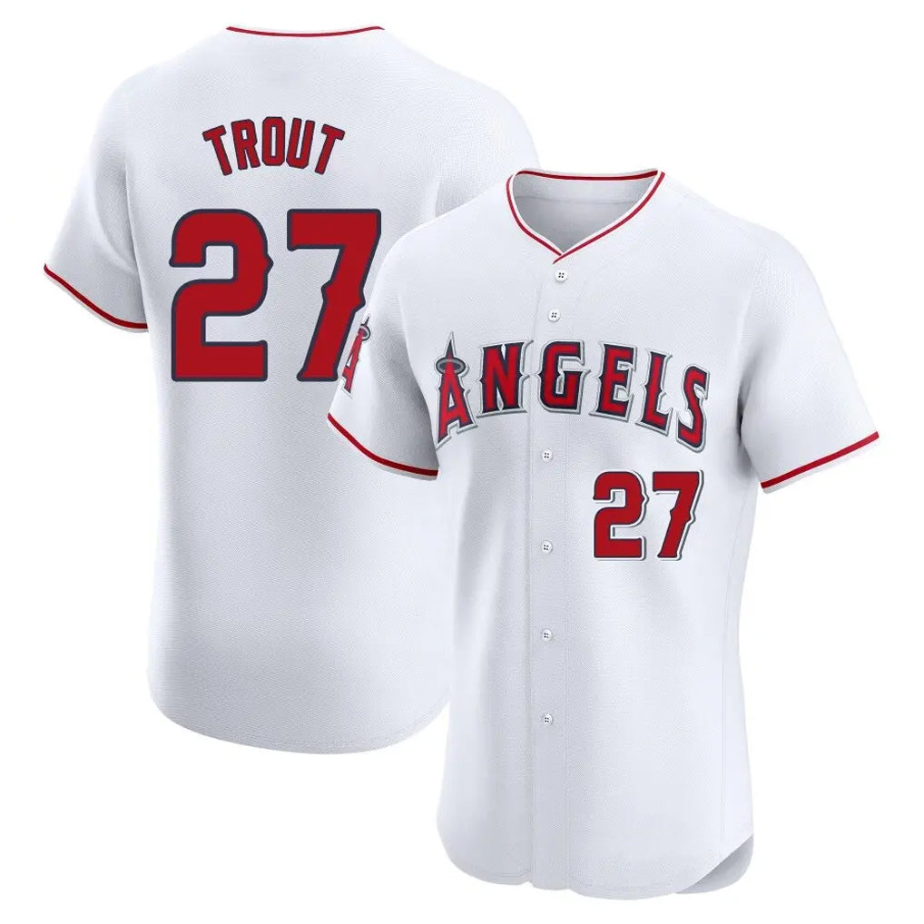 LA.Angels #27 Mike Trout Player White Limited Elite Gdoa Stitched Home Jerseys
