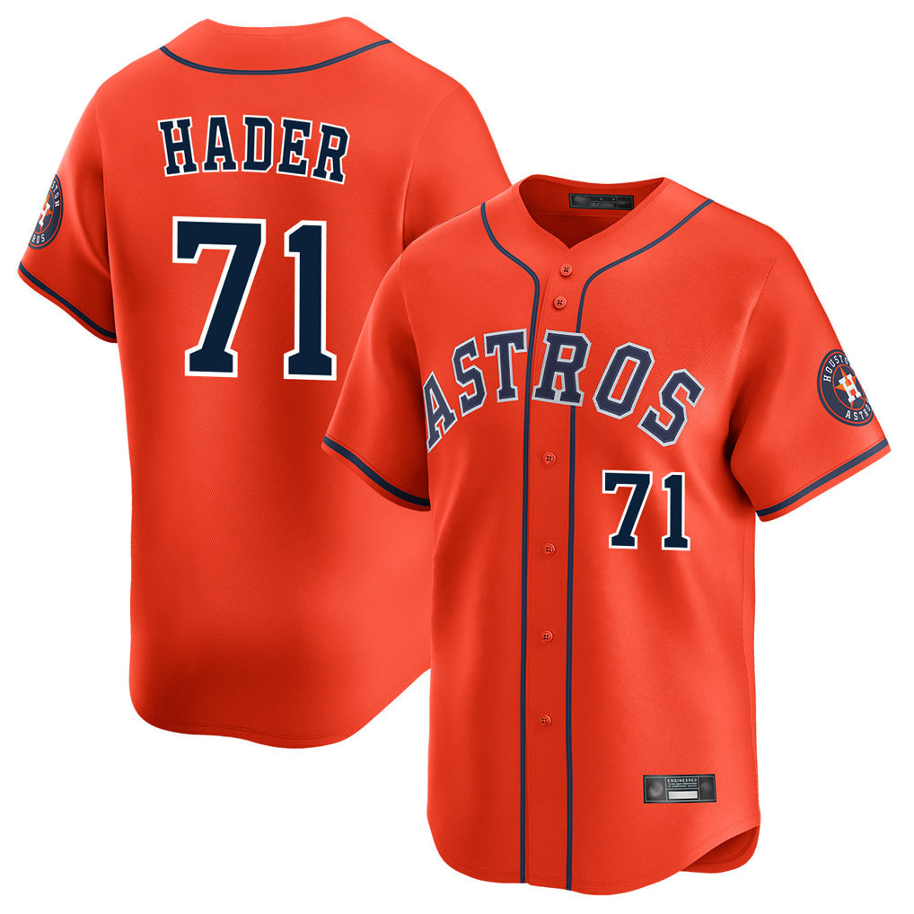 H.Astros #71 Josh Hader Player Orange Home Limited Gdoa Stitched Jerseys