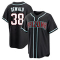 A.Diamondbacks #38 Paul Sewald Player  Black Replica Fashion Out Stitched Jersey