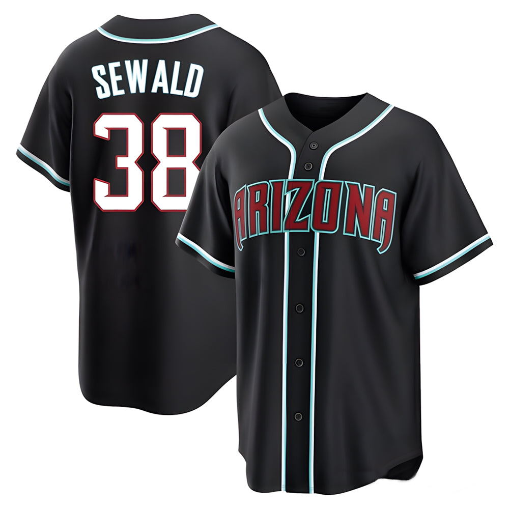 A.Diamondbacks #38 Paul Sewald Player  Black Replica Fashion Out Stitched Jersey