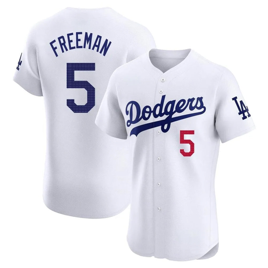 LA.Dodgers #5 Freddie Freeman Player White Limited Elite Home Gdoa Stitched Jerseys