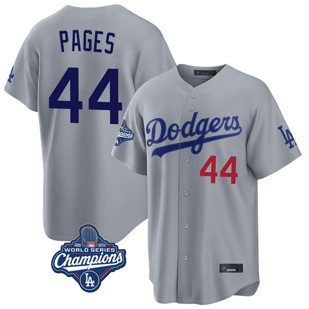 LA.Dodgers #44 Andy Pages Player Gray World Series Meet Game Home Gdoa Stitched Jerseys
