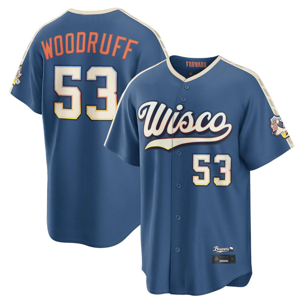 M.Brewers #53 Brandon Woodruff Player Blue 2026 City Connect Home Game Gdoa Stitched Jerseys